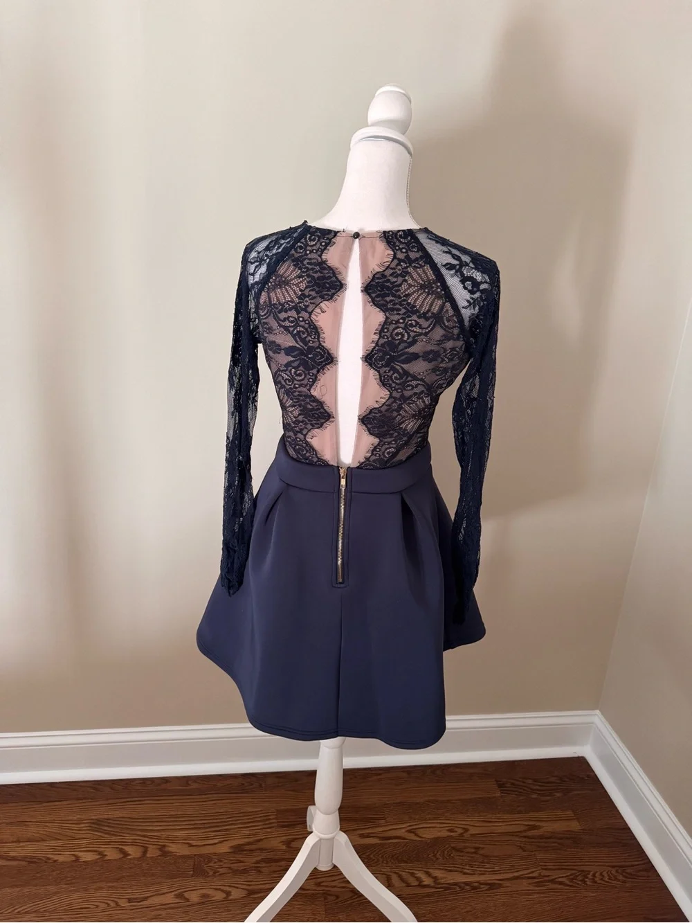 Charlotte Russe Navy Lace Long Sleeve Dress - Picture 2 of 6
